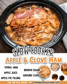 the flyer for slow cooker apple and clove ham is shown in this image