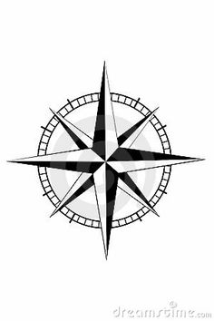 a black and white compass on a white background