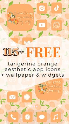 tangerine orange app icons for phone and ipad. citrus aesthetic phone wallpaper. Motivational Widgets, Icons For Phone, Summer App Icons, Orange App Icons, Screen Aesthetic, Summer Orange, Ipad Ios, Orange Aesthetic