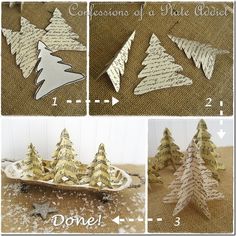 instructions to make paper christmas trees on a skateboard