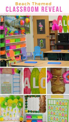 classroom reveal with colorful chairs and decorations