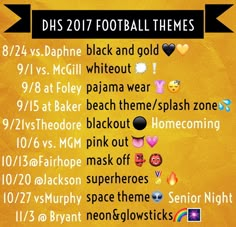 a yellow background with different types of emoticions on it and the words dhs 2011 football themes