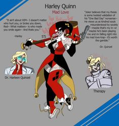 harley's character sheet for the animated movie, harley quiltin and other characters