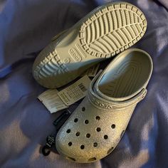 Crocs Unisex Size 11. Special Edition. Compliments Guaranteed.Hard To Find. Women's Crocs, Crocs Shoes, Mule Clogs, Mules Shoes, Hard To Find, Clogs, Sparkle, Women Shoes, Silver