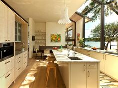 Lakefront Properties With Amazing Views | Lakefront Bargain Hunt | HGTV Unique Kitchen Pendant Lights, Dock House, Luxurious Homes, Shiplap Accent Wall, Lakeside Living, Water House