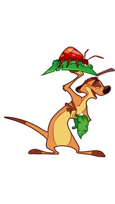 a cartoon kangaroo carrying a leaf on its back