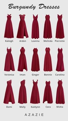 the different types of dresses are shown in this poster, which shows how to wear them