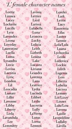 a pink background with hearts and names on it