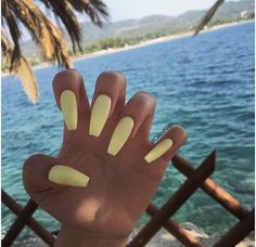 KHAYANDERSON Acrylic Nails Yellow, Yellow Nail Art, Yellow Nail, Tropical Beaches, Summer Tropical, Summer Acrylic Nails, Nails Summer, Acrylic Nail Art, Baby Yellow