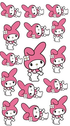 an image of pink bunny stickers on a white background