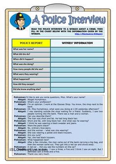 a police interview sheet with an image of a policeman