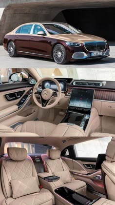 the inside and outside view of a luxury car