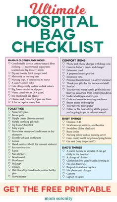 the ultimate printable hospital bag checklist