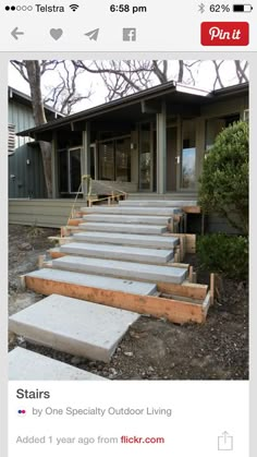 an image of stairs being built in front of a house with the caption stairs by one specialty outdoor living added 1 year ago from flickr