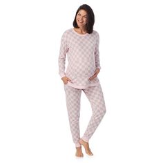 Cozy up in the casual comfort of these women's maternity pajamas from Cuddl Duds. Click on this INTIMATES & SLEEPWEAR GUIDE to find the perfect fit and more! Cozy up in the casual comfort of these women's maternity pajamas from Cuddl Duds. Click on this INTIMATES & SLEEPWEAR GUIDE to find the perfect fit and more! FEATURES 2-piece set includes: top & pants Top: crewneck, long drop-shoulder sleeves, ribbed cuffs, tulip hem, kangaroo pocket Pants: no closure - pull-on styling, ribbed cuffs, 2 pock Maternity Pajamas, Cuddl Duds, One Piece Pajamas, Color Blush, Womens Maternity, Pajama Bottoms, Knit Crewneck, Pajama Top, Pocket Pants