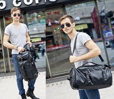 FR Fashion Co. 20" Men's Versatile Leather Duffel Bag Tactical Bag, Business Bag, Everyday Bag, Printed Bags