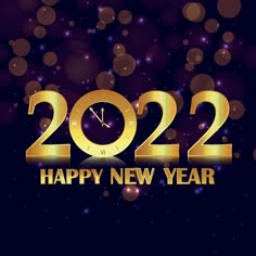 a happy new year card with the numbers 2012 and a clock in gold on a dark background