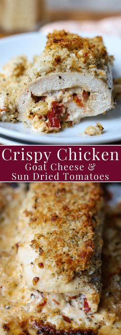 crispy chicken with sun dried tomatoes on it