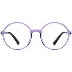 These on-trend round glasses will give your look some bold style—especially if you add colorful fashion-tinted lenses. The light flexible TR90 plastic eyeglasses features plastic temple tips for added comfort. | Zenni Round Prescription Eyeglasses Purple Plastic Artsy Vibe, Round Eyeglasses Frames, Diamond Face Shape, Rim Design, Zenni Optical, Diamond Face, Keke Palmer, Cute Glasses, Round Glasses