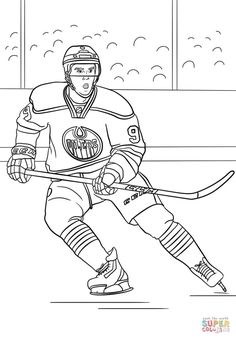 a hockey player in action on the ice coloring page