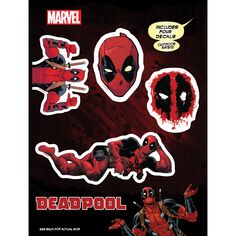 the deadpool stickers are on display