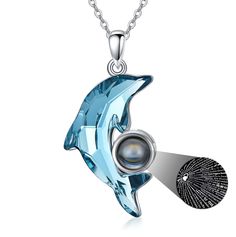 PRICES MAY VARY. ❤ Dolphin Gifts for Women ❤ Dolphins are human friend,Dolphins are symbols of wisdom, friendliness, good luck, and pure love. Dolphin necklace is the best choice for gifts. ❤ Dolphin Necklace Size ❤ Dolphin Pendant size: 1.04 inch * 0.59 inch,Blue Dolphin crystal size: 24mm*13mm.Weight: 5g, We design this dolphin necklace, minimalist and delicate,fit for girls, teen and women. ❤ Blue Crystal Dolphin Necklace ❤ s925 sterling silver Dolphin necklace with 14k white gold plated, Nic Dolphin Pendant, Dolphin Gifts, Blue Dolphin, Dolphin Jewelry, Dolphin Necklace, Girlfriend Anniversary, Presents For Women, Crystal Pendant Necklace, Necklace Minimalist