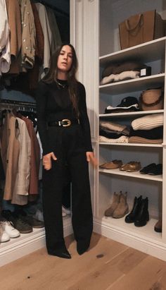 Sheer Top & Trousers | Natalie Borton All Black Classic Outfit, Casual Black Work Outfit, Black Outfit Going Out, Black Trouser And Black Top, Napa Chic Outfit, Sheer Top And Jeans Outfit, Winter Black Trousers Outfit, Mid Size Black Outfit, All Black Mom Outfit