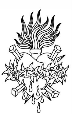 a black and white drawing of a tattoo design