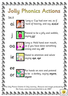 a poster with the words joly phonics actions