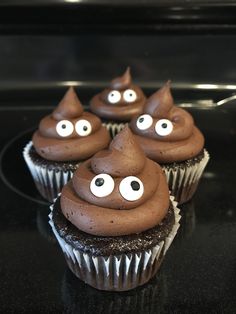 chocolate cupcakes with googly eyes on top