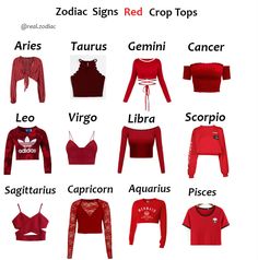 zodiac signs and their names in red