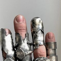 TÓ GARAL on Instagram: "TÓ GARAL   #togaral #jewelry #silverfingers #gold" Metal Nail Jewelry, Rock Inspired Jewelry, Parts Of 4 Jewelry, Thick Rings, Face Jewelry, Sculptural Jewelry, Metalwork Jewelry, Unusual Rings