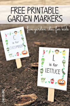 free printable garden markers for kids to practice letter formation and matching letters in the garden