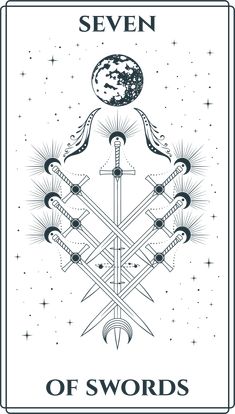 Discover the different tarot card meanings of the Seven of Swords in depth at backyardbanshee.com: this card is all about unpredictability, fraud, relocation, betrayal, theft, deceit, and manipulation. Seven Of Swords Tarot Meaning, Seven Of Swords, Seven Swords, Tread Lightly