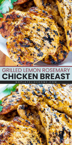 Here's an easy Spring recipe to try! This Grilled Lemon Rosemary Chicken is seasoned to perfection with lemon juice, fresh Rosemary, and garlic. This chicken recipe makes a gluten-free and kid-friendly summer dinner recipe! Chicken And Rosemary Recipes, Recipes With Fresh Rosemary, Summer Gluten Free Dinner, Recipes With Rosemary, Rosemary Chicken Breast, Rosemary Recipes Healthy, Rosemary Chicken Marinade, Lemon Rosemary Chicken Pasta, Lemon Rosemary Chicken Marinade