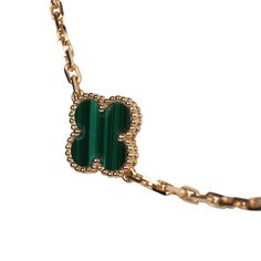 This Van Cleef & Arpels Vintage Alhambra 10 Motif necklace is in 18k yellow gold with 10 malachite motifs and a lobster claw clasp.Origin: FranceCondition: New and never wornAccompanied by: VCA gift box, VCA green jewelry box, box, carebook and authenticity card Measurements: Necklace drop: 8"; chain length: 16"; motif: .5" x .5" 10 Motif Necklace, Card Measurements, Authentic Vans, Green Jewelry, Birkin 25, Van Cleef Arpels, Van Cleef, Lobster Claw, Chain Lengths