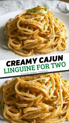 creamy cajun linguinne for two is an easy and delicious side dish