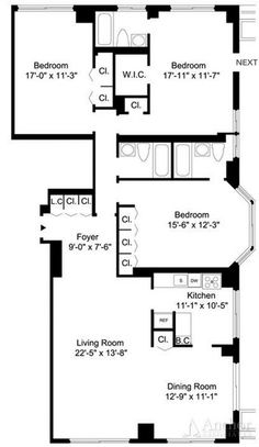 an apartment floor plan with two bedroom and one bathroom