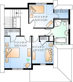 the floor plan for a small house with two bedroom and living room, as well as kitchen