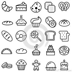 bakery and pastry icon set in black and white stock photo - image 399874