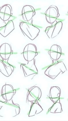 an image of how to draw the head and shoulders in different positions with pencils