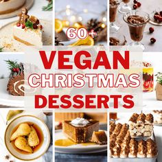 a collage for more than 60 vegan christmas desserts Vegan Holiday Desserts, Vegan Christmas Desserts, Vegan Xmas, Christmas Dessert Recipes, Vegan Christmas Cookies, Holiday Desserts Christmas, Vegan Holiday Recipes, Vegan Holidays