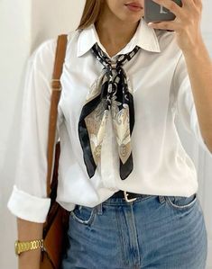 #BEAUTY, #RELATIONSHIPS #Fashion #Animals #Outfits #Winter Outfits #Animals Stylish Scarf Ideas, Scarf Outfits Summer, Shirt And Scarf Outfit, Scarf Outfit Summer, Simpul Dasi, Classy Fashion, Stylish Work Outfits, Fashion Hacks Clothes