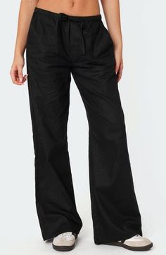 Kicky wide legs and a breathable cotton blend make these drawstring pants an instant favorite for warmer temps. Drawstring waist 50% cotton, 50% polyester Machine wash, line dry Imported Visionary Fashion, Black Linen Pants, Swimwear Dress, Pants Straight Leg, Wide Legs, Black Linen, Pants Straight, Drawstring Pants, Linen Pants