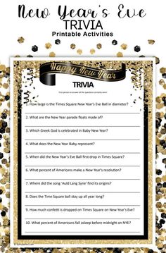 the new year's eve trivia printable activity