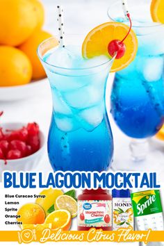 the blue lagoon cocktail is ready to be served