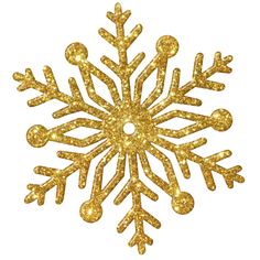 a gold snowflake with glitter on it