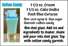 cotton candy is one of the most popular drinks in the world and it's flavored with blue curacao