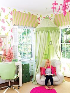 . Dekorasi Kamar Tidur, Canopy Bed, Kids Room Design, Childrens Bedrooms, A Chair, Reading Nook