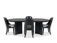 a black table with four chairs around it